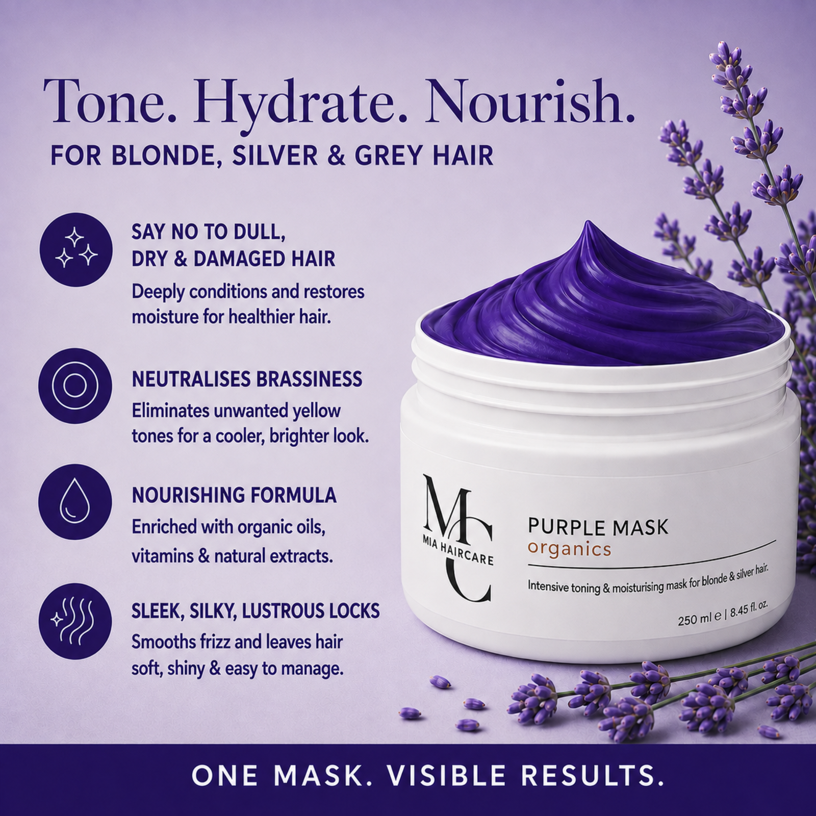 Mia Haircare Vegan organic Purple mask 1