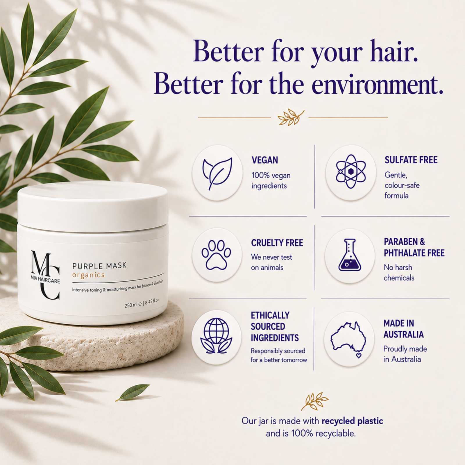Mia Haircare Vegan organic Purple mask 2
